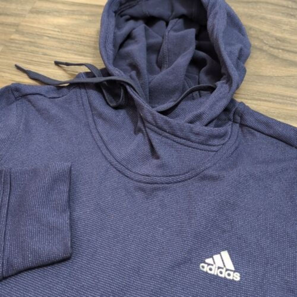 ADIDAS Climawarm Womens S Pullover Hoodie Two Tone Blue Polyester Thumb Holes